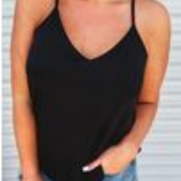 V-Neck Cami, Black, Sz. Medium - Picture 2 of 2